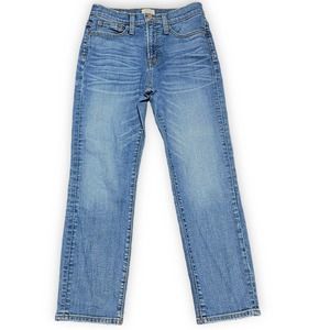 J. Crew Womens 26 Straightaway Jeans High Rise  Light Distressed Ankle